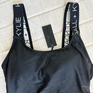 NET Kendall + Kylie small black one piece swimsuit with branded straps
